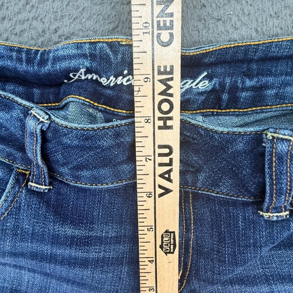 American Eagle Artist Jeans Womens 10 Blue Distressed Ripped Flare Stretch Denim
